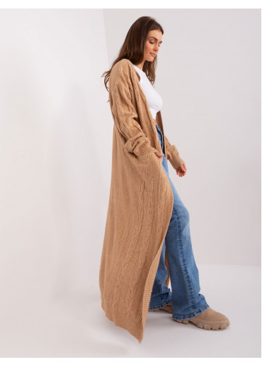 Kapučínovo hnedý dlhý kardigán