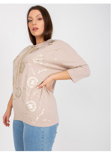 Béžovo hnedé tričko s potlačou