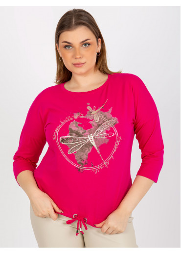 Fuchsiovo ružové tričko s potlačou vážka
