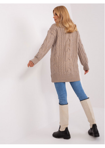 Béžovo hnedý predĺžený sveter