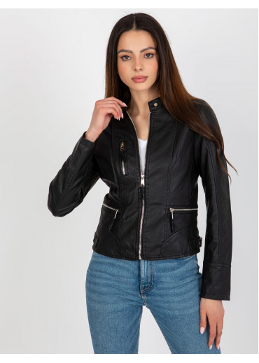 Čierna koženková bunda
