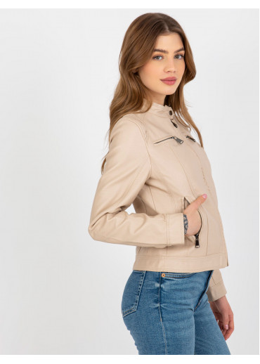 Béžovo hnedá koženková bunda