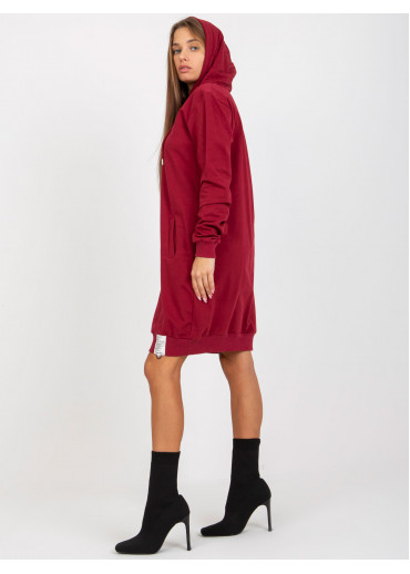 Bordovo červená mikinová tunika