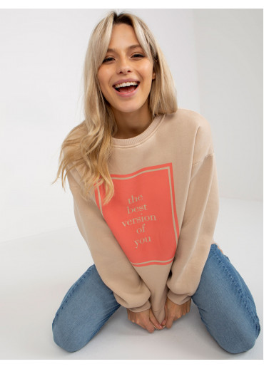 Béžovo hnedá mikina s potlačou