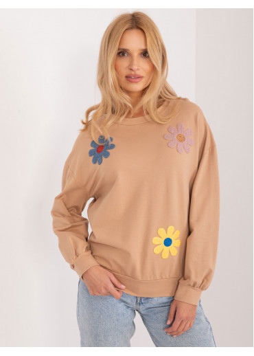 Kapučínovo hnedá kvetovaná mikina