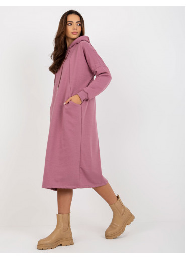 Tmavopúdrovo ružová mikinové šaty