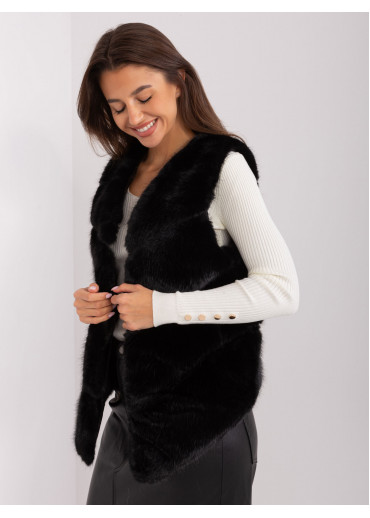 Čierna kožušinová vesta
