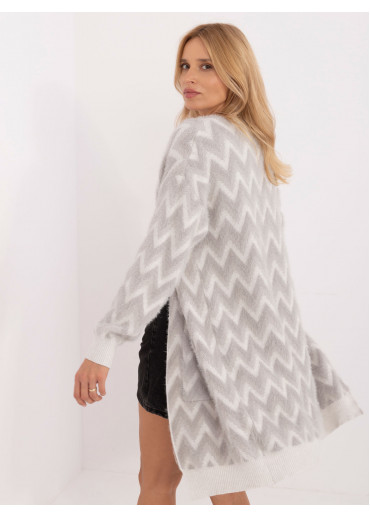 Sivý dámsky dlhý kardigán