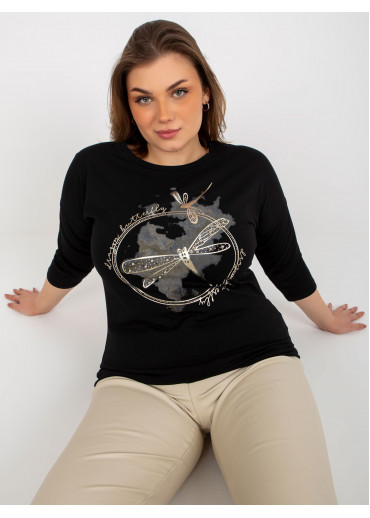 Čierne tričko s potlačou vážka