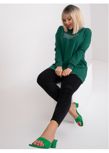 Tmavozelená predĺžená mikina