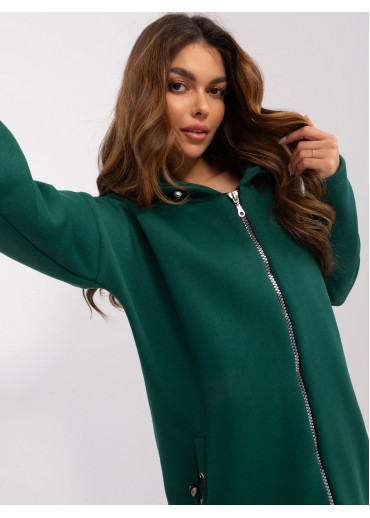 Tmavozelená predĺžená mikina