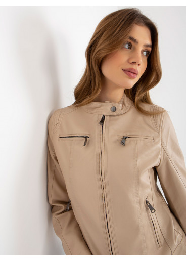 Béžovo hnedá koženková bunda