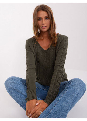 Khaki zelený pulóver