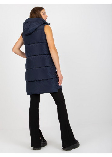 Modrá dlhá prešívaná vesta