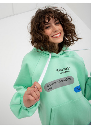 Svetlozelená mikina s kapucňou