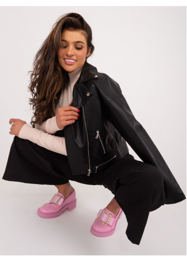 Čierna koženková bunda