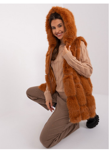 Karamelovo hnedá kožušinová vesta