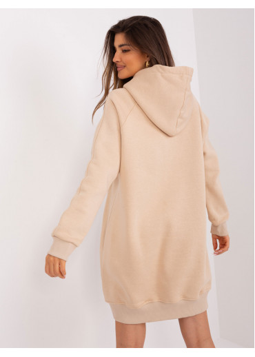 Béžovo hnedá predĺžená mikina