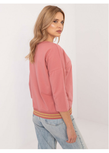 Tmavopúdrovo ružová dámska mikina s potlačou