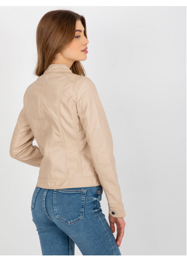 Béžovo hnedá koženková bunda