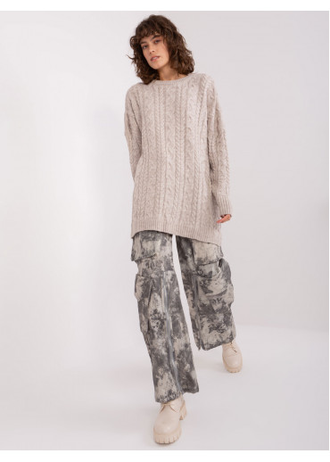 Béžovo hnedý predĺžený pulóver