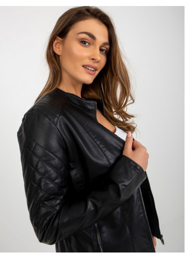 Čierna koženková bunda