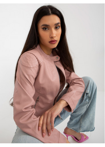 Púdrovo ružová koženková bunda