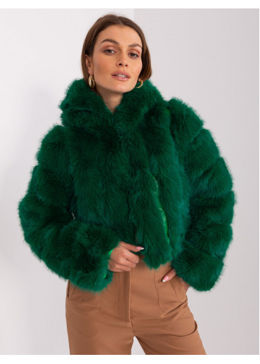 Tmavozelená chlpatá bunda