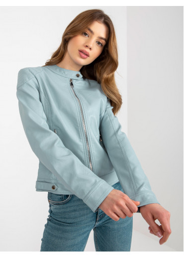 Svetlomodrá koženková bunda