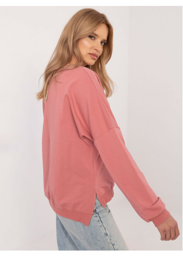 Tmavopúdrovo ružová dámska mikina s potlačou