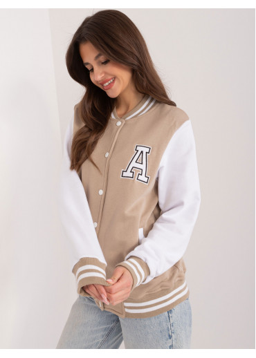 Béžovo hnedá baseballová mikina