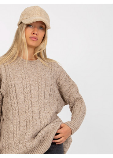 Béžovo hnedý predĺžený sveter