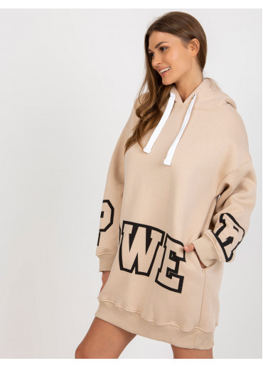 Béžovo hnedá predĺžená mikina