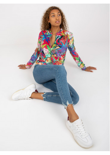 Červená vzorovaná mikina