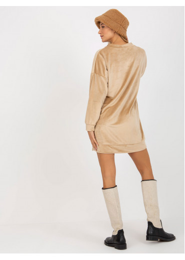 Béžovo hnedá zamatová tunika