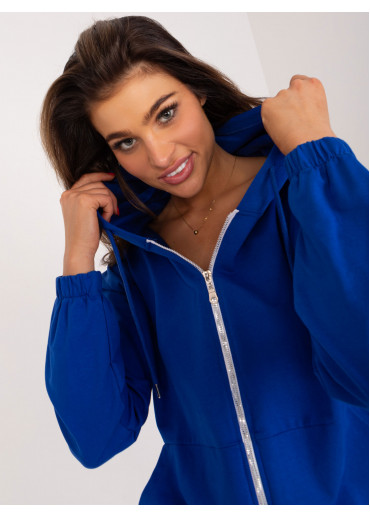 Kobaltovo modrá mikina s kapucňou