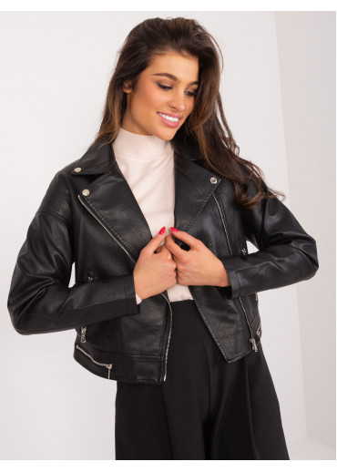 Čierna koženková bunda