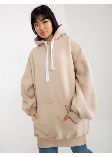 Béžovo hnedá predĺžená mikina