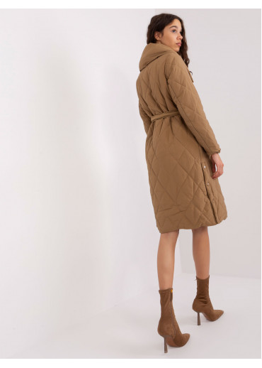 Hnedá prešívaná dlhá bunda