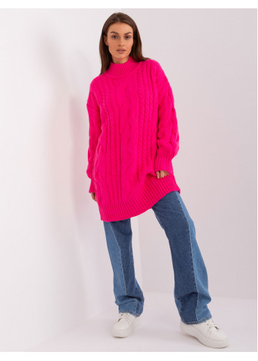 Neónovo ružový predĺžený sveter