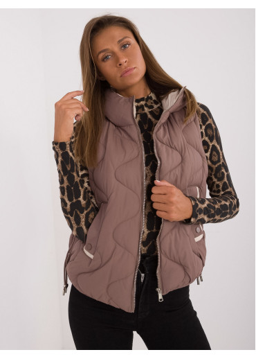 Hnedá dámska prešívaná vesta