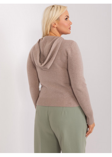 Béžovo hnedý pulóver s kapucňou