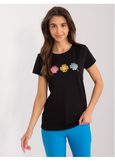 Čierne dámske tričko s krátkym rukávom