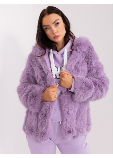 Fialová kožušinová bunda