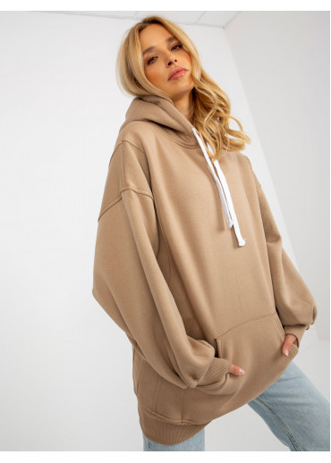 Béžovo hnedá predĺžená mikina