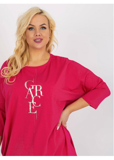 Fuchsiovo ružová tunika s potlačou