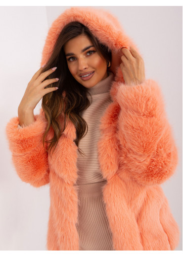Broskyňovo ružová kožušinová bunda