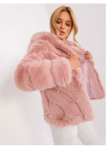 Tmavopúdrovo ružová kožušinová bunda