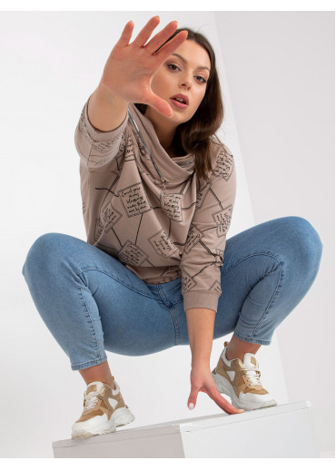 Béžovo hnedá mikina s kapucňou