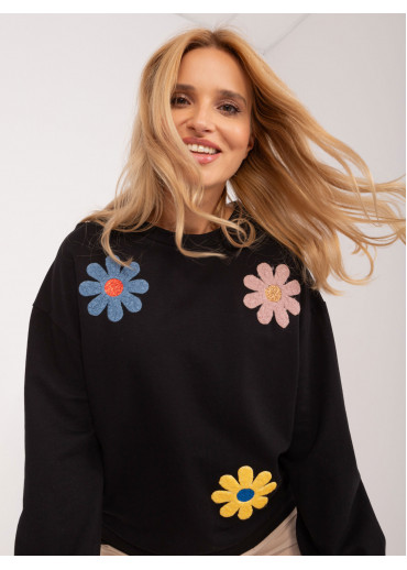 Čierna kvetovaná mikina